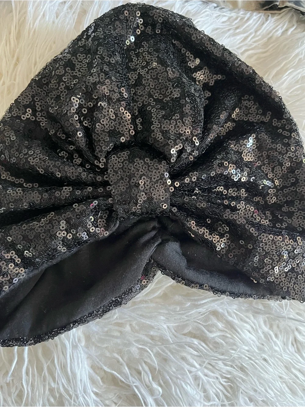 Classic Black sequin head turban
